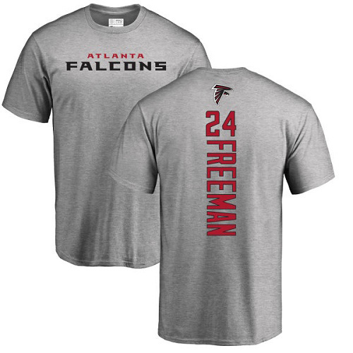Atlanta Falcons Men Ash Devonta Freeman Backer NFL Football #24 T Shirt->atlanta falcons->NFL Jersey
